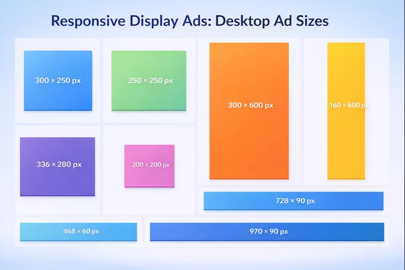 Example Google Display Ad template created using Canva with standard banner dimensions